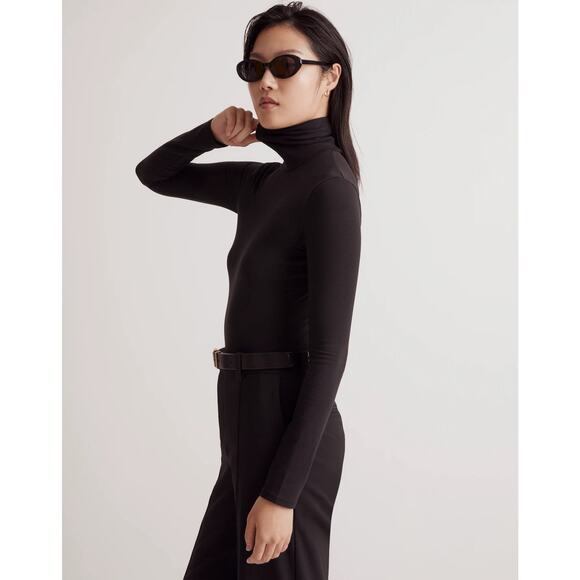 Madewell Black Turtleneck Thong Bodysuit NWT Size Medium - Picture 2 of 10